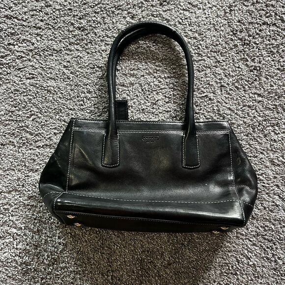 Vintage Coach Madeline Top Handle Satchel Handbag Black Leather 12482 - Picture 2 of 11